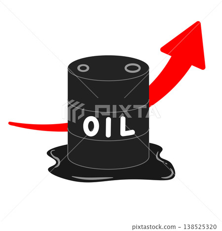 原油價格飆升導致油桶洩漏的示意圖。 原油價格飆升導致油桶洩漏的示意圖。 138525320