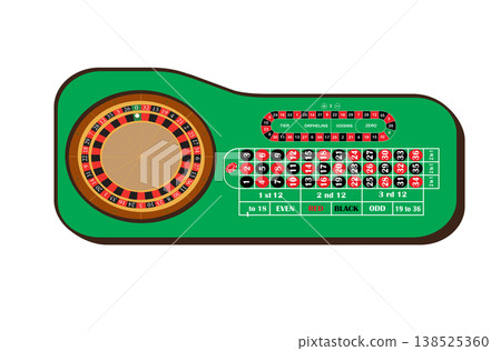 Roulette wheel whit chips off differend colors Roulette wheel whit chips off differend colors 138525360