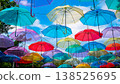 The umbrella sky at Hōtoku-ji Temple and the summer sky (Kiryu City, Gunma Prefecture - a landscape of colorful umbrellas) 138525695