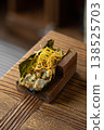 Open sushi roll with white fish and sauce 138525703
