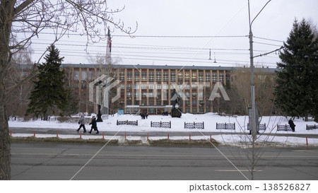 March 22 2026 Barnaul Russia Altai State Technical University named after I I Polzunov covered in snow cold early spring cityscape urban architecture and winter atmosphere. 138526827