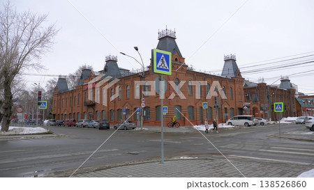 March 22 2026 Barnaul Russia Krasny Department Store early 20th century architectural monument covered in snow cold early spring cityscape urban architecture and winter atmosphere. 138526860