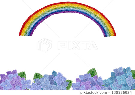 【繡球花與彩虹橫框】手工刺繡插畫素材 【繡球花與彩虹橫框】手工刺繡插畫素材 138526924
