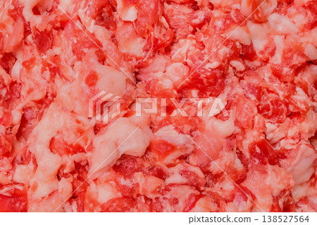 Minced pork uncooked food closeup raw meat texture background Minced pork uncooked food closeup raw meat texture background 138527564
