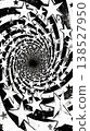 Black and white spiral illustration with stars creating a vortex effect in a dynamic design 138527950