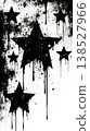 Black spray paint stars with dripping effect on white background, urban art style illustration 138527966