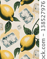 Yellow lemons and ice cubes pattern on light background for textile or wallpaper design 138527976