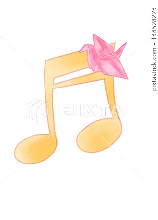 一個音符，上面附有一張摺紙鶴 138528273