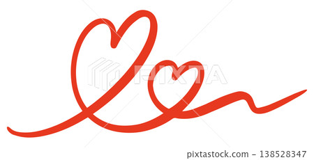 A hand-drawn illustration of a string of hearts 138528347