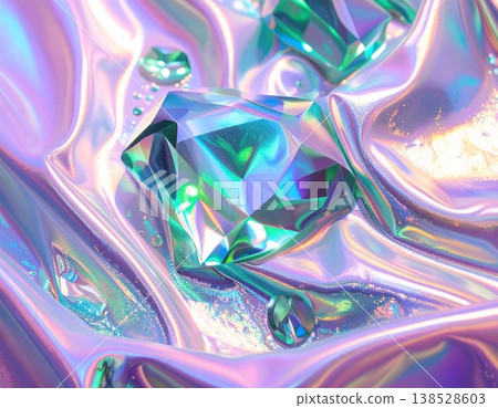 A fantastical background of deep green emerald jewels and gold particles - gorgeous fantasy material. 138528603