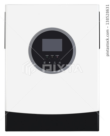 Home inverter for solar panels, batteries and a wind turbine, on a white background with a drop-back Home inverter for solar panels, batteries and a wind turbine, on a white background with a drop-back 138528631