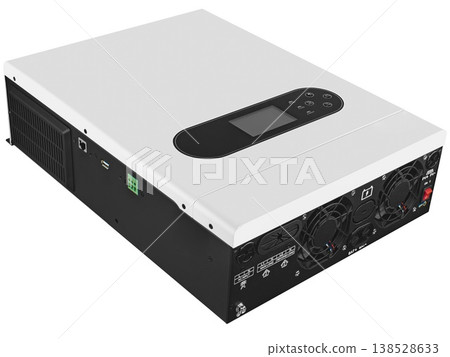 Powerful inverter for home solar and wind energy systems, on a white background with a border Powerful inverter for home solar and wind energy systems, on a white background with a border 138528633