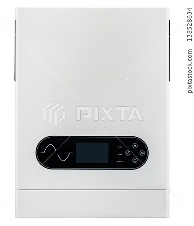 Home inverter for solar panels, batteries and a wind turbine, on a white background with a drop-back Home inverter for solar panels, batteries and a wind turbine, on a white background with a drop-back 138528634