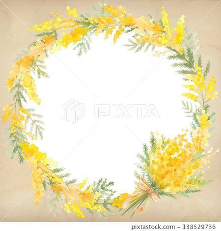 Watercolor mimosa wreath 138529736
