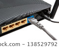 Network  Ethernet wireless Router with antenna. Wi-Fi router. 138529792