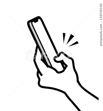 Close-up of a hand operating a smartphone with its thumb (one hand, line drawing clipart) Close-up of a hand operating a smartphone with its thumb (one hand, line drawing clipart) 138530140