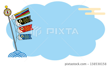 Children's Day banner frame featuring carp streamers and cloud speech bubbles Children's Day banner frame featuring carp streamers and cloud speech bubbles 138530158