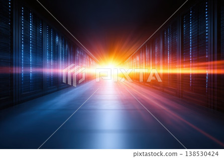 High-Performance Server Racks in a Centralized Data Center with Dynamic Light Effects High-Performance Server Racks in a Centralized Data Center with Dynamic Light Effects 138530424