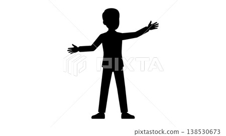 一個張開雙臂的男人的剪影 138530673