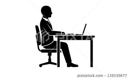 Silhouette of a man working at a desk Silhouette of a man working at a desk 138530677