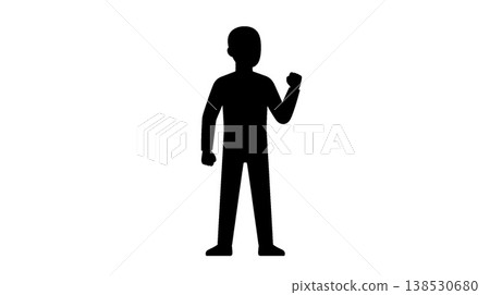 一個人擺出勝利姿勢的剪影 一個人擺出勝利姿勢的剪影 138530680