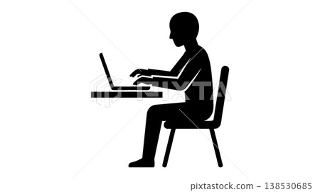 Silhouette illustration of a person working on a laptop. Silhouette illustration of a person working on a laptop. 138530685