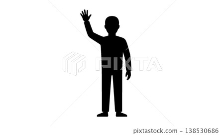 Silhouette of a person waving Silhouette of a person waving 138530686