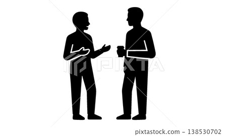 兩個男人交談的剪影 兩個男人交談的剪影 138530702