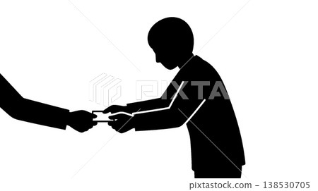 交換名片並恭敬鞠躬的剪影 交換名片並恭敬鞠躬的剪影 138530705