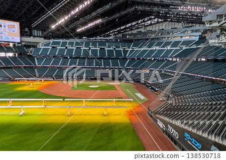 The field and spectator stands inside Escon Field Hokkaido The field and spectator stands inside Escon Field Hokkaido 138530718