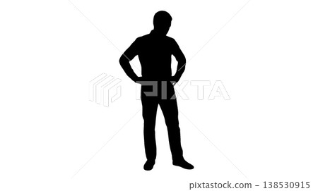 雙手叉腰的男人的輪廓 雙手叉腰的男人的輪廓 138530915