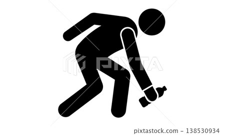 Silhouette of a person picking up a bottle Silhouette of a person picking up a bottle 138530934