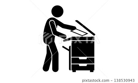 Icon of a person using a copier Icon of a person using a copier 138530943