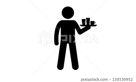 Waiter and tray icon Waiter and tray icon 138530952