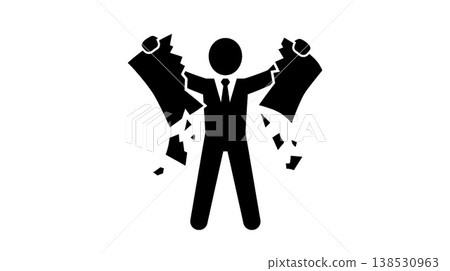 一名商人撕毀文件的剪影 一名商人撕毀文件的剪影 138530963
