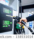 Image of a man refueling his car amidst soaring gasoline prices. 138531014