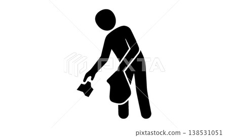 Silhouette illustration of a person picking up trash Silhouette illustration of a person picking up trash 138531051