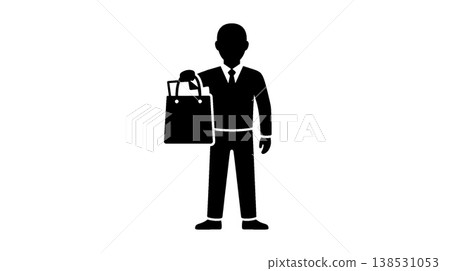 Silhouette of a man holding a shopping bag 138531053