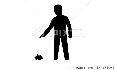 一個人（剪影）指著垃圾 138531061