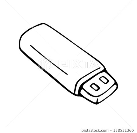 USB flash drive doodle icon portable data storage device hand drawn illustration 138531360