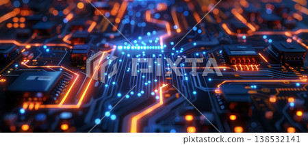 Futuristic CPU Circuit Glow 138532141