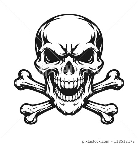 Vector tribal skull and crossbones logo Vector tribal skull and crossbones logo 138532172