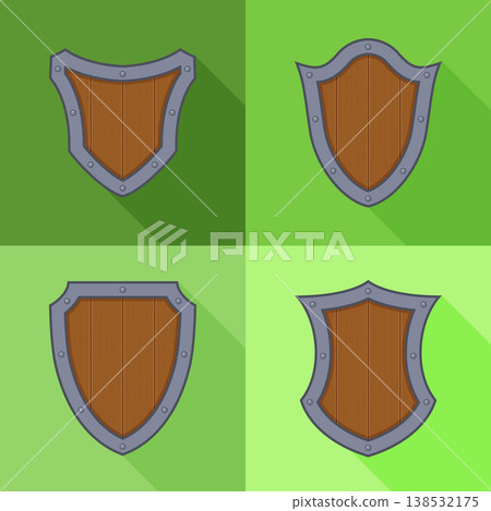 Collection of gray shields with shadows 138532175
