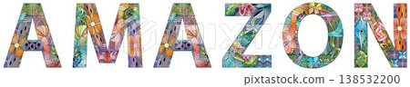 Amazon words. Hand drawn lettering. Vector text. Amazon words. Hand drawn lettering. Vector text. 138532200