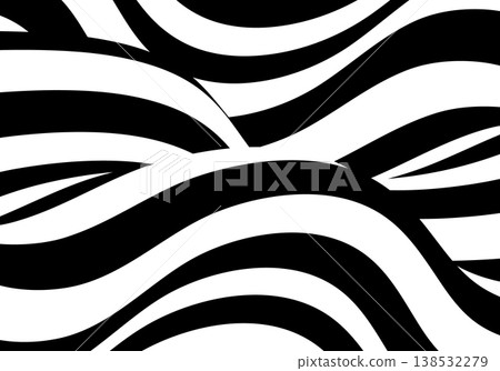 Abstract background with wide black and white wavy lines creating a dynamic geometric pattern in op-art style. EPS 10 138532279