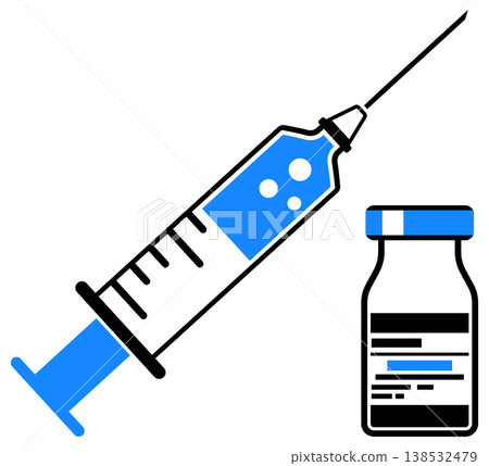 Plastic Medical Syringe and Vial Icon 138532479