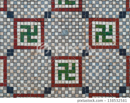 Mosaic floor with a large representation of the 138532581