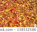Autumn leaf background with dry fallen yellow and 138532586