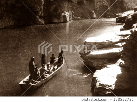 Old photo, 1953-1954, Nagatoro Valley, Saitama Prefecture, river rafting Old photo, 1953-1954, Nagatoro Valley, Saitama Prefecture, river rafting 138532785
