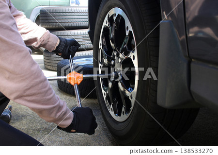 Changing tires with a cross wrench Changing tires with a cross wrench 138533270